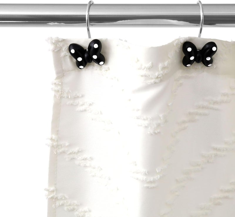 Popkozzi Black White Butterfly Shower Curtain Hooks: Cute Resin Bow Tie Decorative Rustproof Stainless Steel Rings for Garden Farmhouse Cottage Nature-Inspired & Seasonal Spring Summer Bathroom Bedroom Décor - Image 4